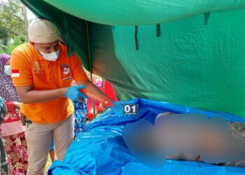 Petugas kepolisian saat melakukan identiikasi.