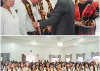 Kadis Pendidikan Humbahas, Drs Jonny Gultom, saat kukuhkan komunitas guru penggerak di lingkungan Pemkab Humbahas, Jumat (27/1/2023), bertempat di Aula Huta Mas Doloksanggul.