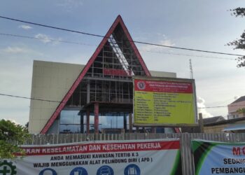 Pembangunan Mall Pelayanan Publik masih dalam pengerjaan. Foto dijepret, Kamis (12/1/2023).