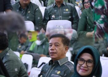 Bupati Simalungun Radiapoh Hasiholan Sinaga saat menghadiri HPN 2023, di GOR Serbaguna, Jalan Willem Iskandar, Kota Medan, Provinsi Sumatera Utara, Kamis (9/2/2023).