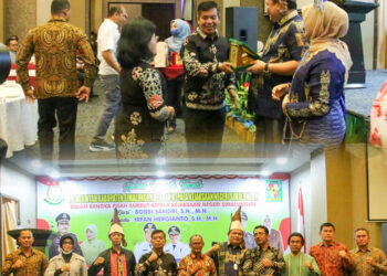 Bupati Simalungun, Radiapoh Hasiholan Sinaga saat menghadiri acara pisah sambut Kepala Kejaksaan Simalungun, di Aula Hotel Horison, Senin, 13 Februari 2023.