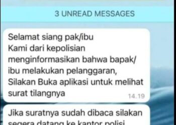 Modus penipuan dengan surat tilang lewat WhatsApp. Foto: Instagram NTMC Polri