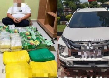 Barang bukti sabu seberat 46 kilogram, pil akstasi dan satu unit mobil yang diamankan polisi dari pengungkapan kasus narkoba di Sumut.