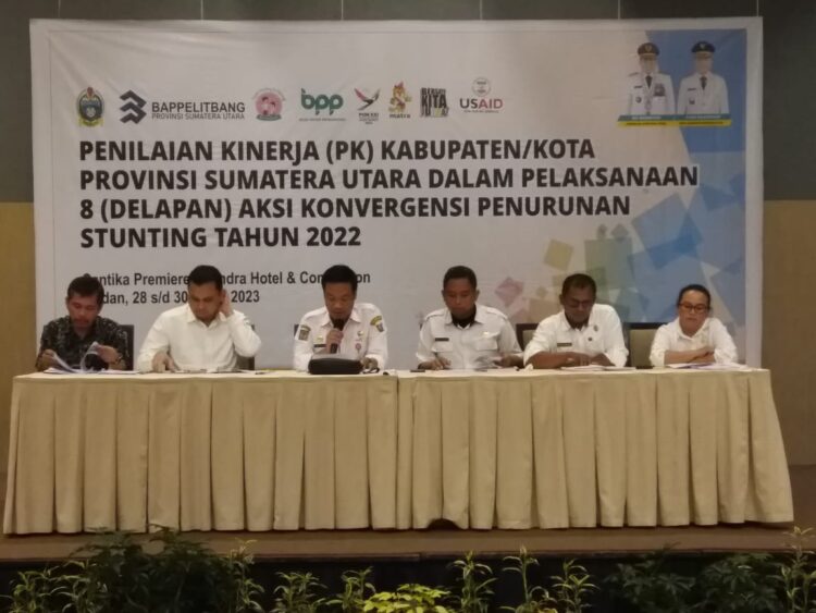 Wakil Bupati Humbahas yang juga Ketua Tim Percepatan Penurunan Stunting (TPPS) Kabupaten Humbahas, Oloan Paniaran Nababan, S.H, M.H, saat ikut acara penilaian kinerja Kabupaten/Kota Provinsi Sumut dalam pelaksanaan 8 aksi konvergensi penurunan stunting Tahun 2022 di Medan.