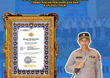 Kapolres Pematang Siantar, AKBP Fernando SH, S.I.K, menerima piagam penghargaan dari Pusat Keuangan Polri.