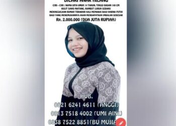 Pengumuman sayembara mencari orang hilang berhadiah Rp 2 juta (Foto: Istimewa)