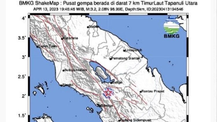 Gempa bumi terjadi di Tapanuli Utara pada Kamis malam ini. (Foto: BMKG)
