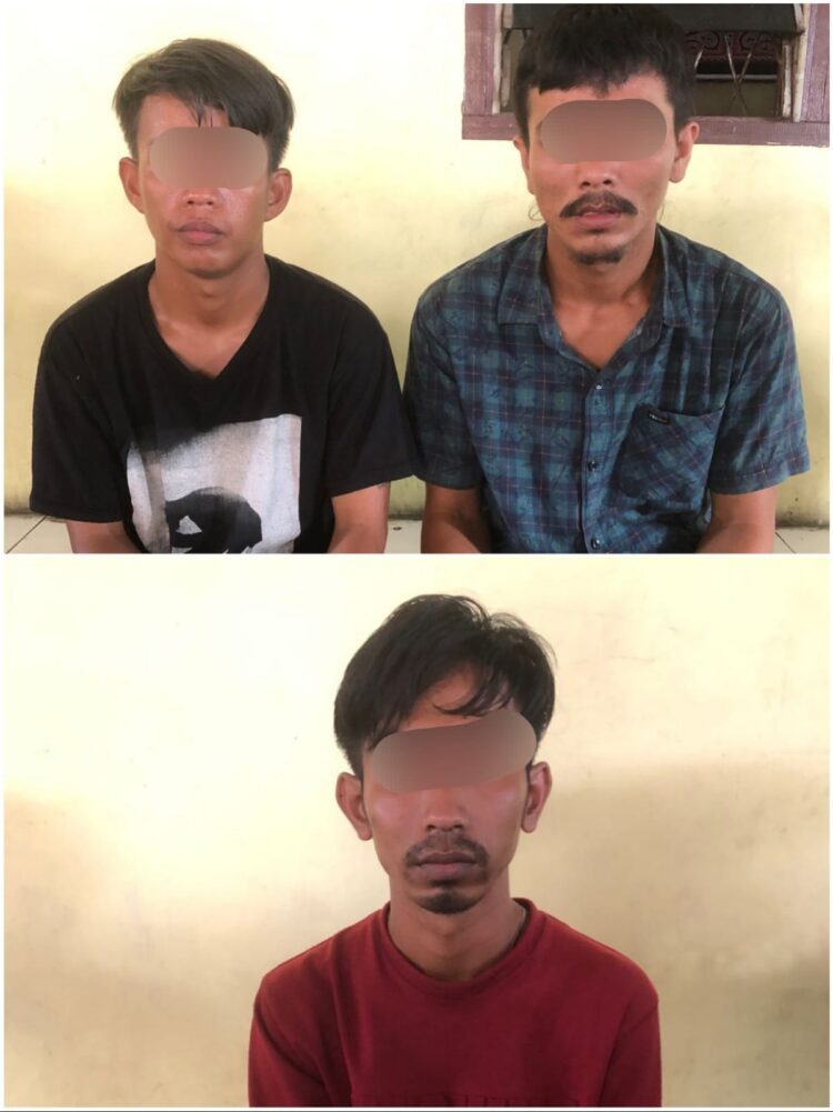 Foto ketiga orang tersangka yang diamankan Polisi.