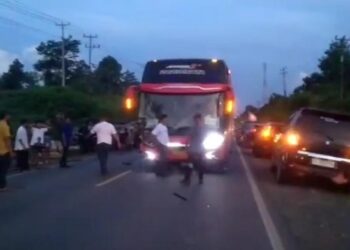 Foto: Kecelakaan antara bus dan minibus di Jalinsum, Bungo, Jambi menyebabkan satu orang tewas (Istimewa)