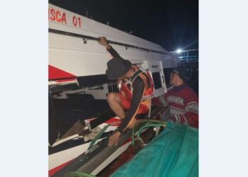 Upaya pencarian terhadap tenggelamnya Kapal SB. Evelyn Calisca 01 di Perairan Guntung Kabupaten Indragiri Hilir (Inhil) Riau membuahkan hasil. (Ist)