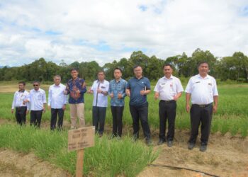 Foto bersama disela acara penanaman bawang merah pertama untuk areal 5 Ha, Rabu (17/5/2023), di percontohan Poktan Sinar Jaya.