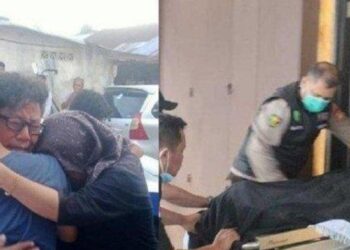 Benny Yusuf menangis tiba di RS Bhayangkara pasca puteranya tewas terjatuh dari lantai delapan gedung sekolah yang berlokasi di Kecamatan Ujung Pandang, Makassar, Rabu (24/5/2023) sore. Jasad BNY yang dievakuasi usai terjatuh dari lantai 8. ISTIMEWA