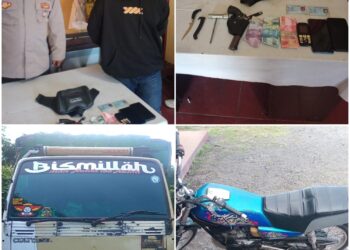 Foto pelaku perampokan dan barang bukti yang diamankan Polsek Balata.