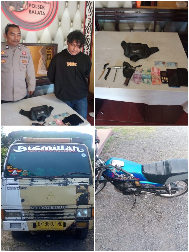 Foto pelaku perampokan dan barang bukti yang diamankan Polsek Balata.