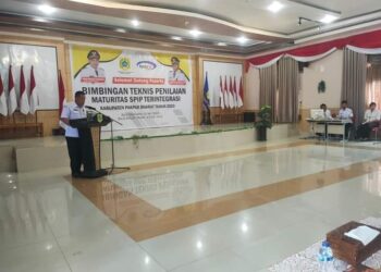 Acara Bimtek Penilaian Maturitas SPIP dibuka Bupati Pakpak Bharat melalui Inspektur Kabupaten Pakpak Bharat, Sumantri Bancin, SE, MM, CGCAE.