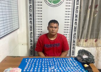 Foto tersangka Polman Pangaribuan dan barang bukti sabu yang diamankan Polisi.