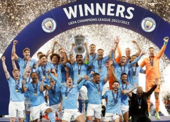 Manchester City mencetak sejarah usai menjadi pemenang dengan mengalahkan Inter Milan 1-0 di Stadion Ataturk Olympic, Minggu (11/6/2023) dini hari WIB / Foto: Twitter UEFA Champions League (@ChampionsLeague)