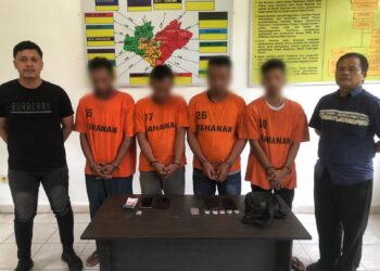 Sat Narkoba Polres Simalungun kembali ringkus 4 pria pengedar sabu jaringan antar kabupaten, pada Selasa (4/7/2023).