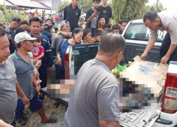 Dua emak-emak tewas seketika usai sepeda motor milik disambar kereta api penumpang di Dusun II, Desa Pon, Kecamatan Sei Bamban, Kabupaten Serdang Bedagai, Jumat (28/7/2023). Tribun Medan/Anugrah Nasution