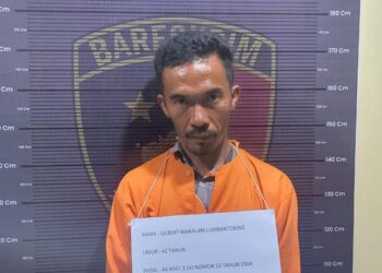 Foto: Pria di Taput yang tega menganiaya anak kandungnya. (Dok. Polres Taput )
