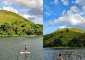 Seorang warga menikmati keindahan alam di tepian Paepira Lakeside, Desa Sibolangit, Kecamatan Merek, Kabupaten Karo. HO