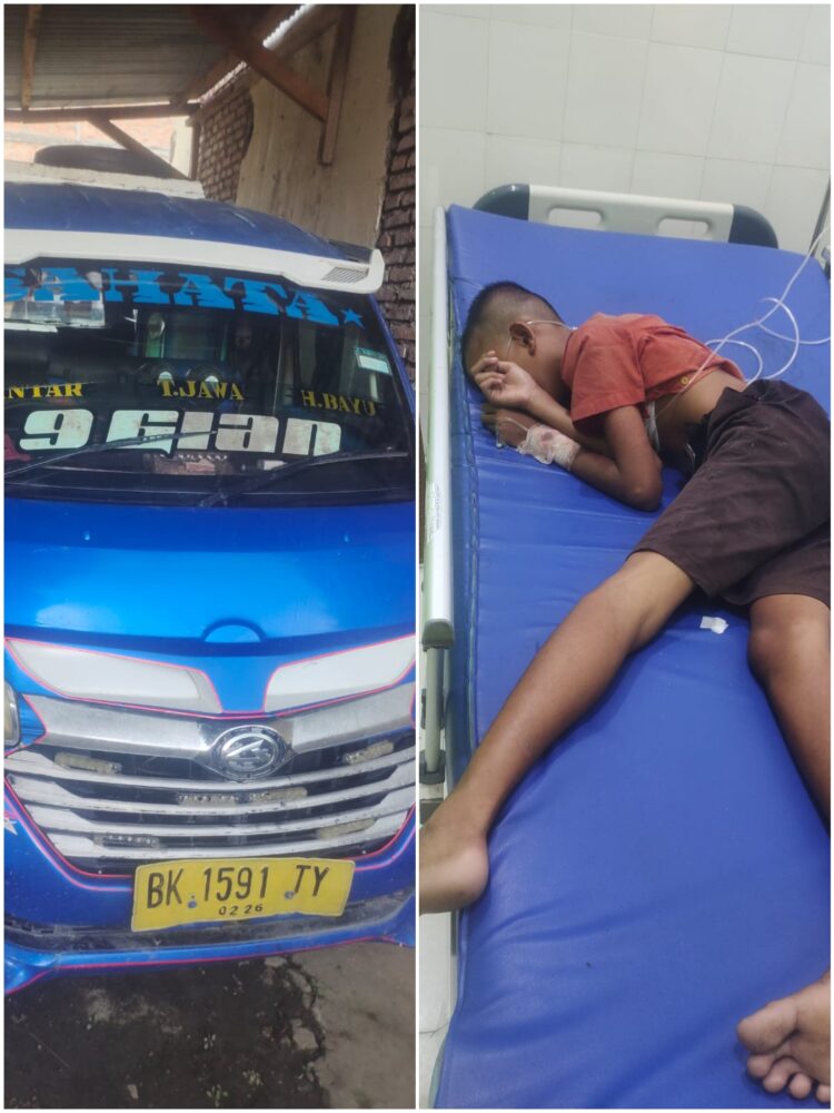 Foto mopen yang diamankan petugas dan foto korban mendapatkan perawatan medis di rumah sakit.