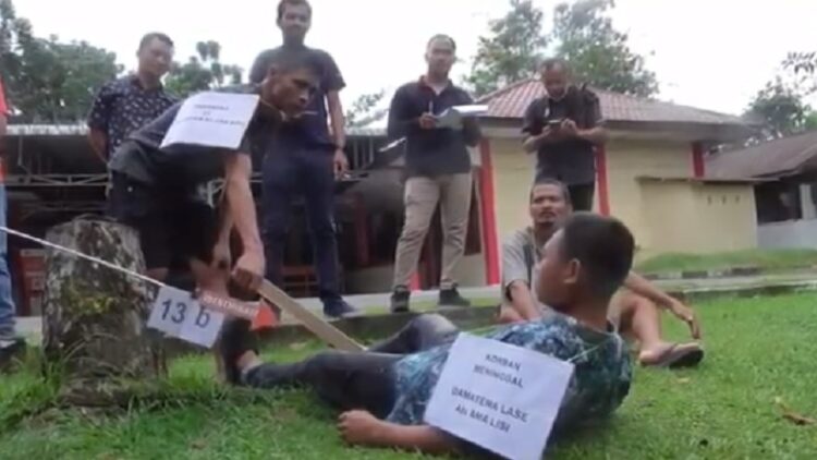 Aksi Saling Tombak di Nias Utara Tewaskan 1 Warga, 3 Pelaku Terancam Hukuman Mati (Foto: iNews/Iman Jaya Lase)