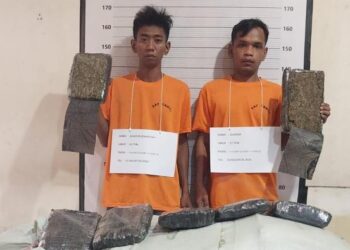 Polrestabes Medan menangkap dua kurir ganja di Jalan Babura, Kota Medan. (Dok Satnarkoba Polrestabes Medan).