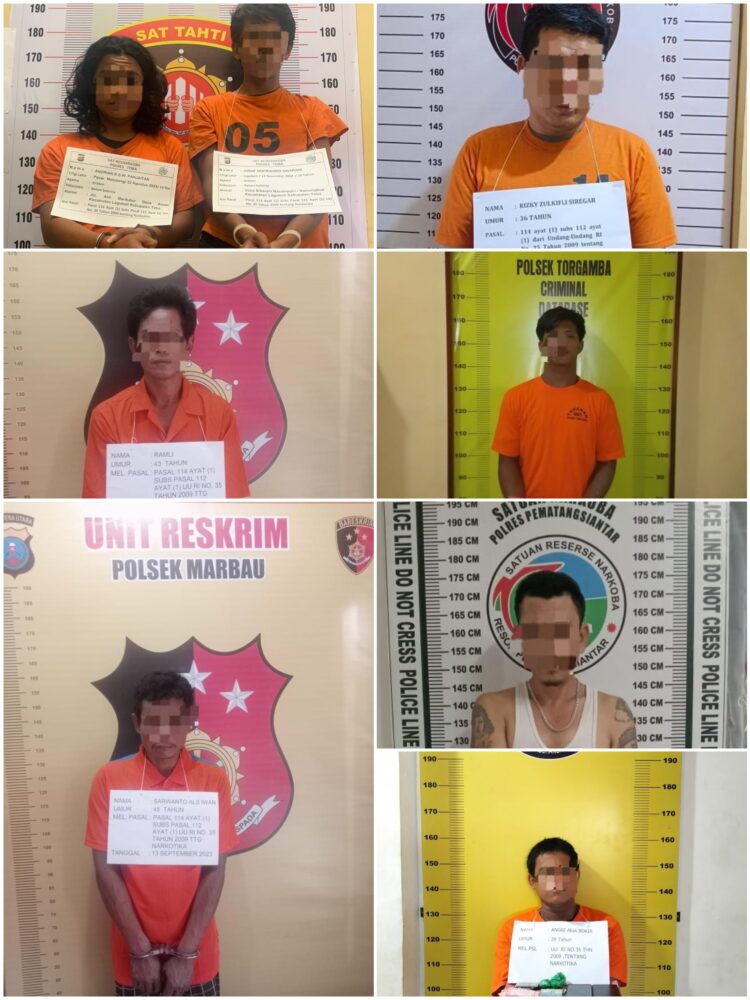 Foto sejumlah pelaku tindak pidana Narkotika yang diamankan Polda Sumut dan Polres Jajaran.