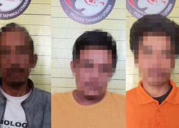 Tiga pelaku narkoba diringkus saat menunggu pembeli di sekitar warung kopi dan cafe. (Dok Polres Tapanuli Utara).