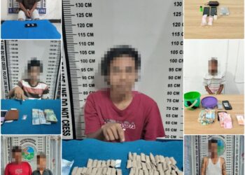 Foto para tersangka dan barang bukti Narkotika yang diamankan Polres Pematang Siantar.