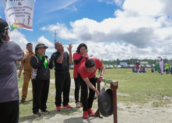 Pembukaan ditandai dengan pemukulan gong oleh Wakil Bupati Humbang.