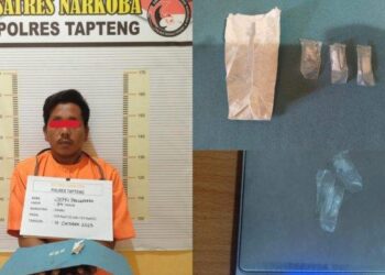 Seorang buruh bangunan berinisial JP (34) ditangkap di Jalan Sibolga – Padangsidimpuan. Tribun Medan/ IST