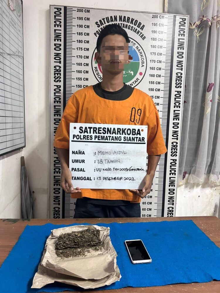 Foto pelaku dan barang bukti ganja yang diamankan Polisi.