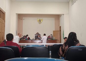 Suasana sidang pertama gugatan terhadap Paradep yang diajukan ISBC, di Pengadilan Negeri (PN) Kota Pematang Siantar, Kamis (14/12/2023) siang tadi.