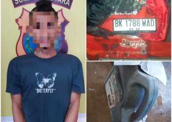 Foto pelaku dan barang bukti yang diamankan Polsek Siantar Utara.