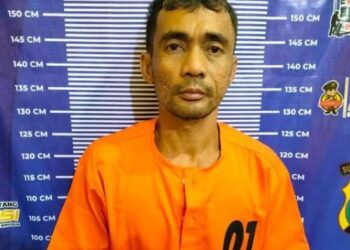 Tampang satu di antara pelaku curanmor yang diamankan Polsek Teluk Mengkudu, Polres Sergai, Senin (5/2/2024). TRIBUN MEDAN/HO