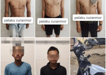 Foto kelima pelaku dan barang bukti Honda Vario yang diamankan Polisi,