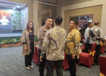 Kapolres Simalungun, AKBP Choky Sentosa Meliala, S.I.K., S.H., M.H., saat hadiri acara malam pisah sambut Dandim 0207/Simalungun.