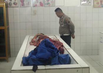 Jasad korban saat di ruang jenazah RSUD dr Djasamen Saragih Kota Pematangsiantar.