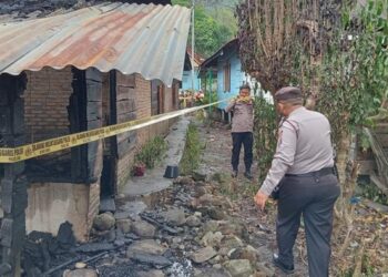 Foto: Rumah seorang lansia di Samosir terbakar (Dok. Istimewa/Polsek Simanindo)