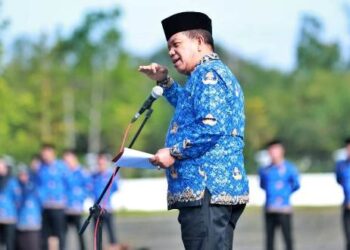 , Bupati Simalungun, Radiapoh Hasiholan Sinaga saat bertindak sebagai pembina upacara.