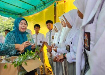 Ketua Bidang Pembinaan Karakter Keluarga pada Tim Penggerak PKK Kabupaten Pakpak Bharat, Ny. Sri Minda Murni Mutsyuhito Solin, hari ini mencanangkan “Gerakan Tanam Cabai Serentak”, di Desa Sukaramai, Kecamatan Kerajaan.