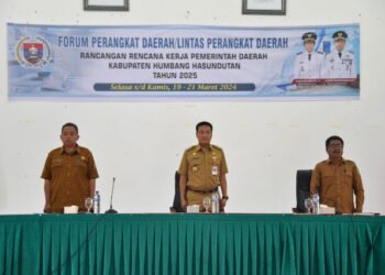 Wakil Bupati Humbahas, Dr Oloan Paniaran Nababan SH MH, buka Forum Perangkat Daerah/ Lintas Perangkat Daerah Kabupaten Humbang Hasundutan tahun 2024, Selasa (19/3/2024), di Pendopo Bukit Inspirasi Doloksanggul.
