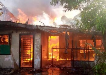 Kebakaran hebat melanda permukiman di Jalan Brigjen Katamso Gang Bakti, Lingkungan VII, Kelurahan Sukaraja, Kecamatan Medan Maimun, Kota Medan, Senin (6/5/2024). (Foto: Istimewa).