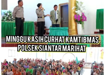 Kapolsek Sianțar Marihat, AKP Relina Lumban Gaol S.Sos menggelar kegiatan Minggu Kasih, Curhat Kamtibmas, di Gereja HKI Juma Saba, pada Minggu (16/6/2024) siang, pukul 11.00  WIB.