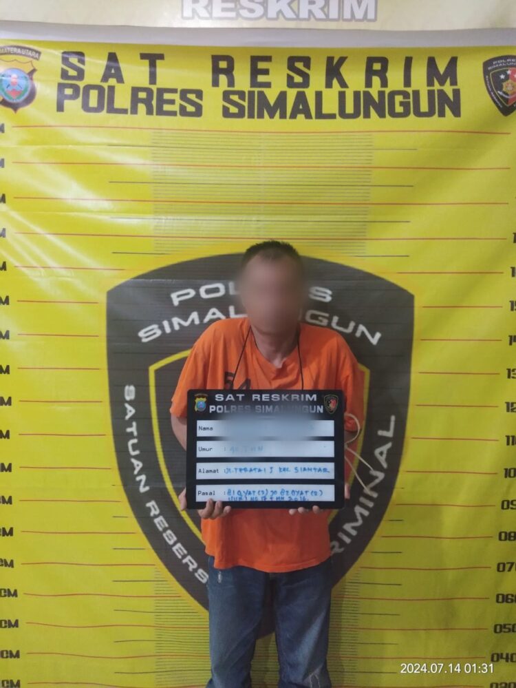 Sat Reskrim Polres Simalungun proses ayah bejat yang tega cabuli 2 anak kandungnya.