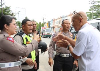 Kapolres Pematangsiantar, AKBP Yogen Heroes Baruno, S.H, S.I.K, pimpin pelaksanaan gladi pengamanan jalur Cabor Road Bike Jarak Pendek Putri dan Jarak Jauh PON XXI Aceh – Sumut, Selasa (27/8/2024).