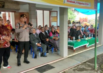 Kapolsek Serbelawan, AKP Syamsul Bahri Dalimunthe, S.H., M.H, menghadiri acara pesta pembangunan Gereja HKBP Ebenezer.