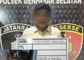 Pria berinisial MS usai ditangkap polisi (Foto: Dok. Polresta Denpasar)